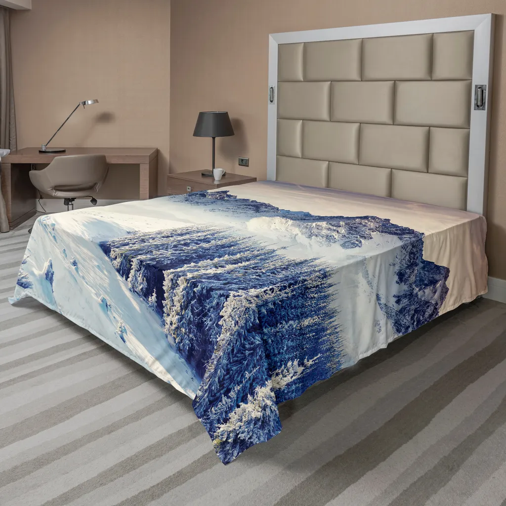Drap panoramique pour lit décoratif ambiance hivernale 244 x 205 cm