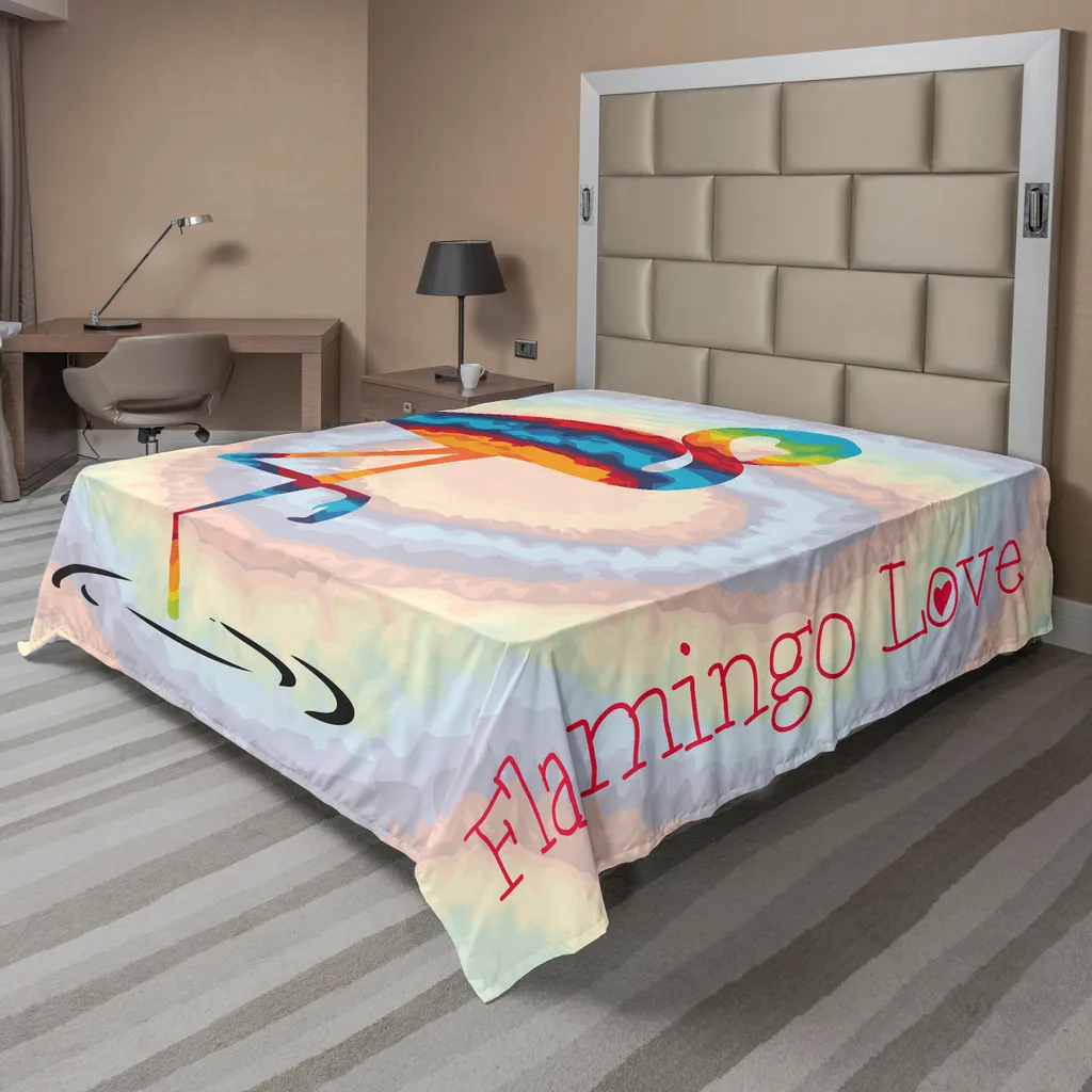 Drap Plat Flamingo Imprimé Graphique Animalier pour Lit 2 Personnes