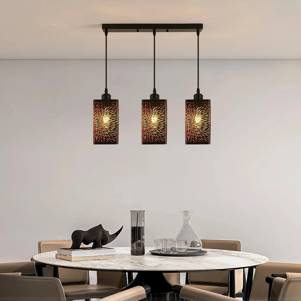 Suspension Noire 3 Feux E27 : Solution Éclairage Plafond Haut Réglable