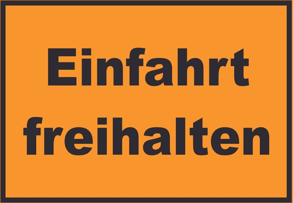 Einfahrt freihalten Schild schwarz-orange A3 Rückseite selbstklebend
