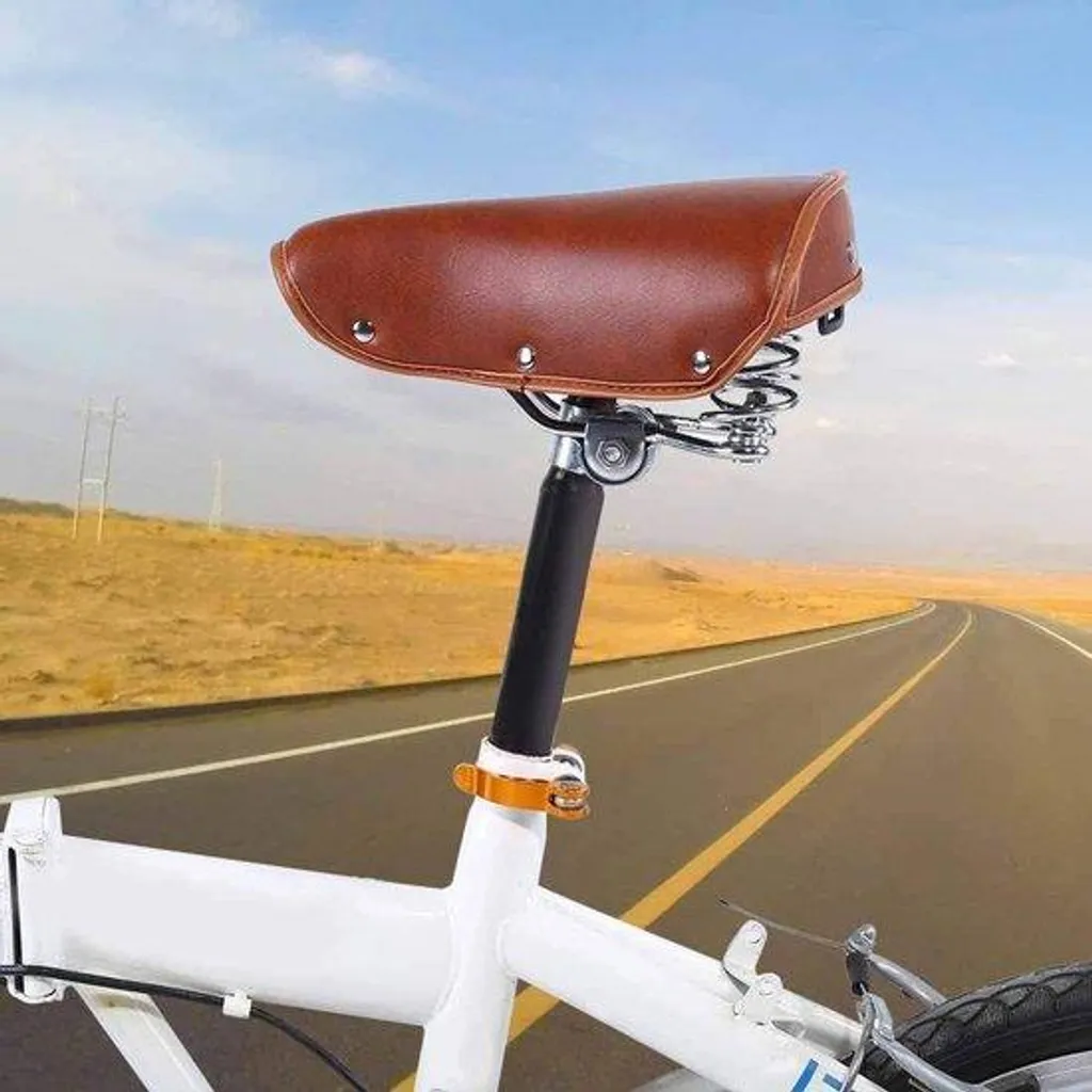 Selle de vélo de ville confortable marron vintage avec rivets 27cm
