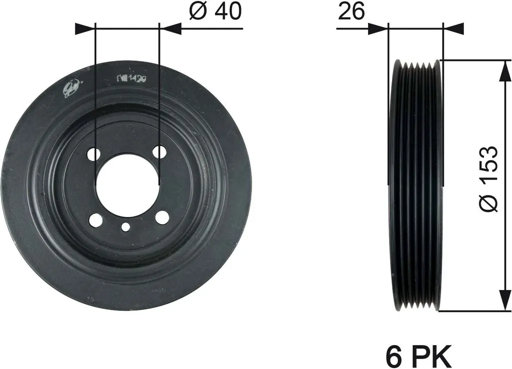 Poulie de vilebrequin TVD1129 pour entretien moteur Hyundai Santa Fé II