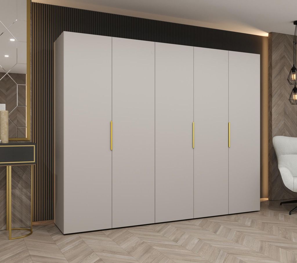 Kleiderschrank 250 cm TUANA - Kaschmir / Gold Produktbild 