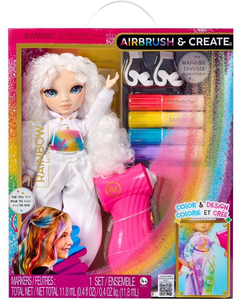 MGA Entertainment Rainbow High Air Brush & Create Fashion Dolls -Green Eyes
