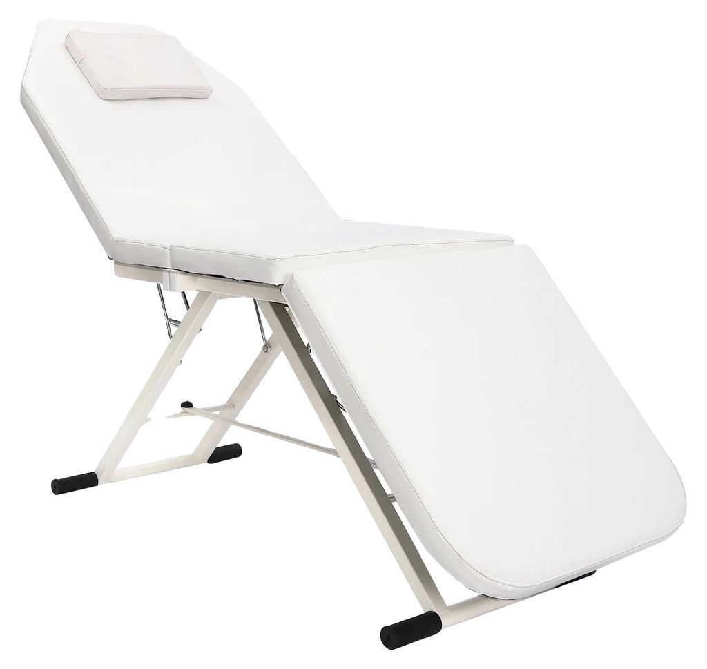 Massagebett, verstellbare Rückenlehne, stabiler Metallrahmen, WEISS