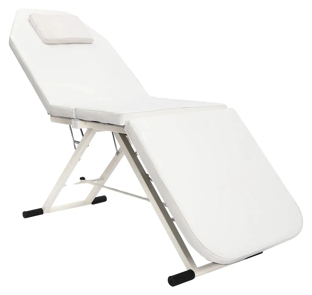 Lit de massage pour soins esthétiques et kiné, dossier mobile, BLANC