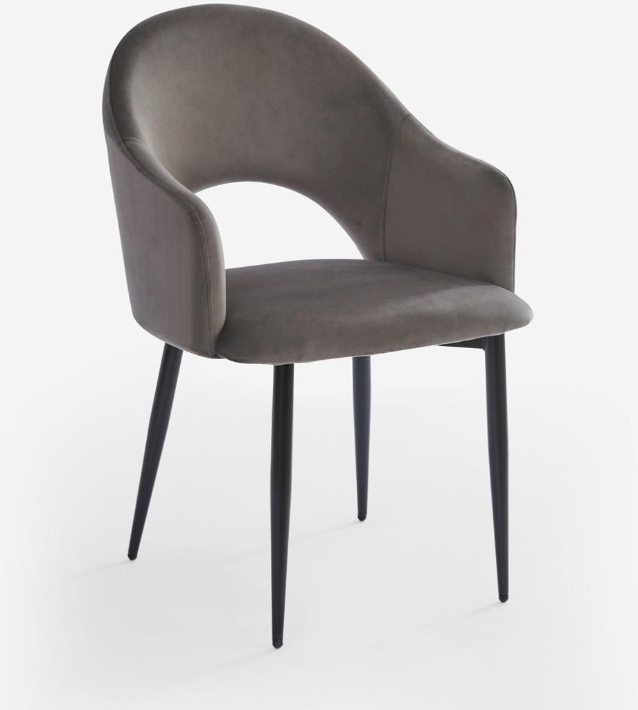 Stuhl mit Armlehnen modern aus Samt für Esszimmer und Küche Rozan - Beige