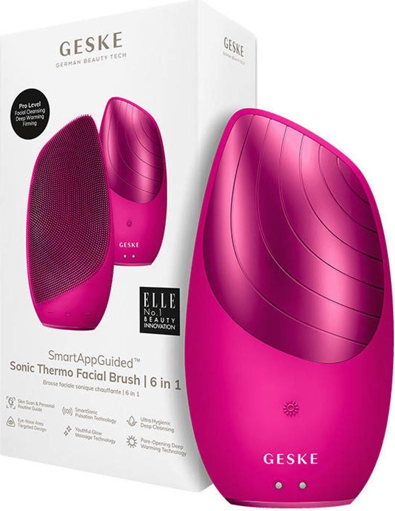 Geske 6W1 Sonic Thermal Gesichtsbürste mit Anwendung (Magenta)