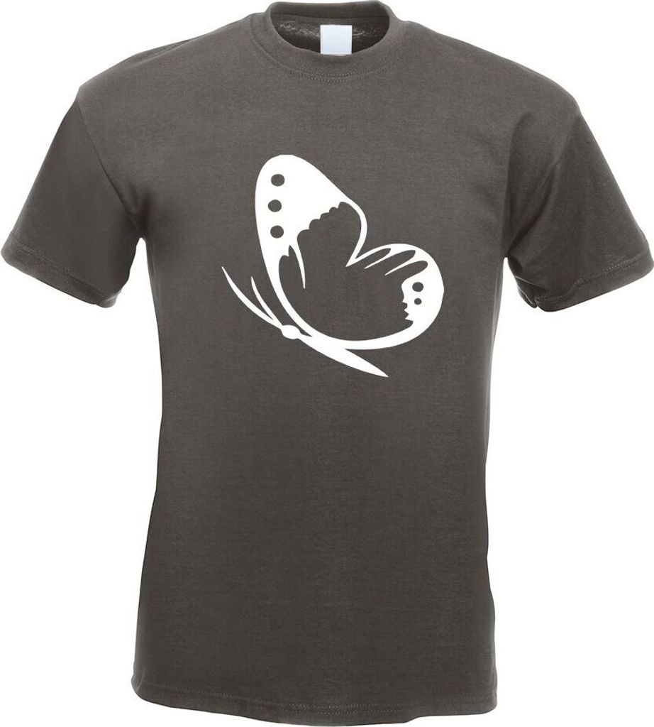 Kiwistar - T-Shirt - Graphit - Schmetterling Motiv 2 Motiv Bedruckt Funshirt Design Print - mit Motiv Bedruckt - Funshirt Design - Sport - Freizeit...