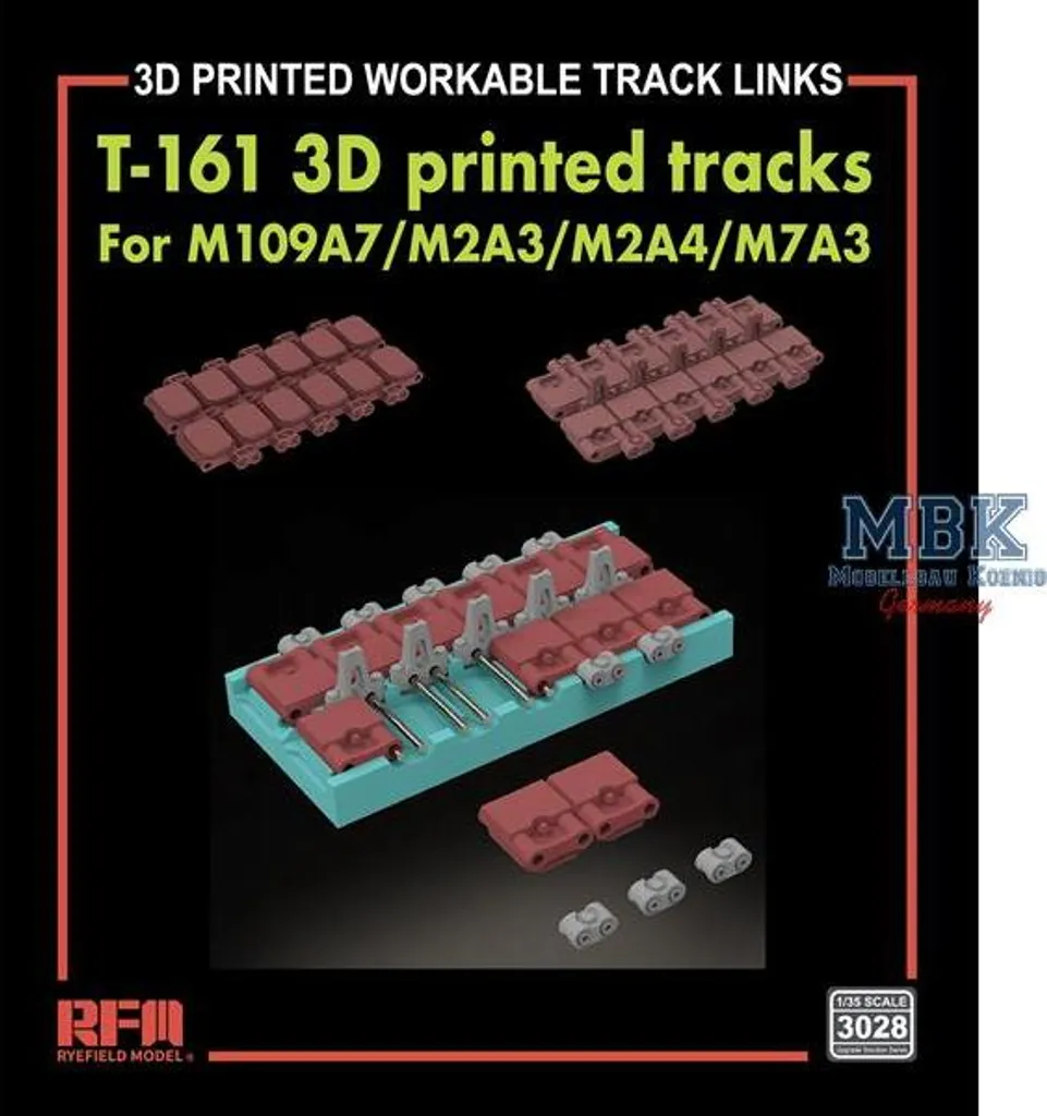 Chenilles Fonctionnelles Imprimées en 3D RFM3028 pour Maquette T-161 1/35