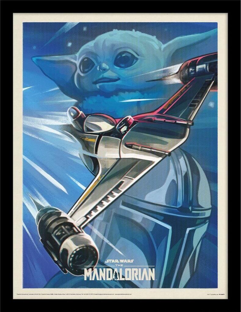 Star Wars: The Mandalorian - Gerahmtes Poster, Logo PM8179 (40 cm x 30 cm) (Blau/Silber/Weiß)