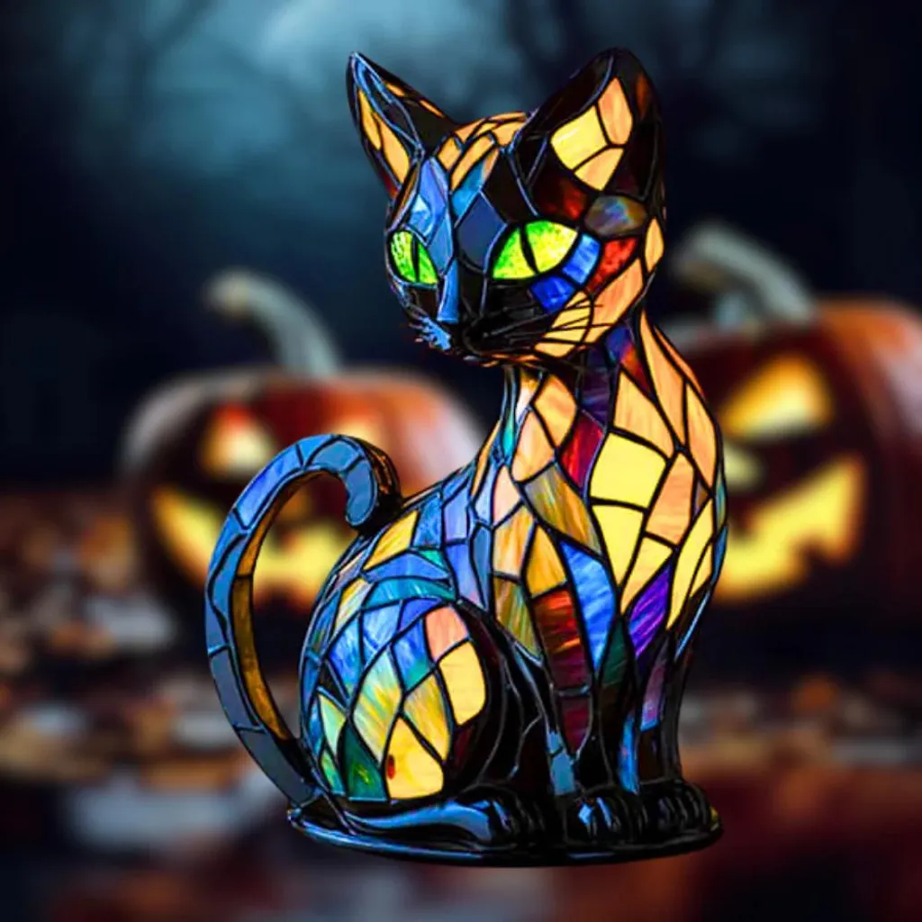Lampe Chat Originale Veilleuse Mosaïque Colorée avec Éclairage Douceur - 3