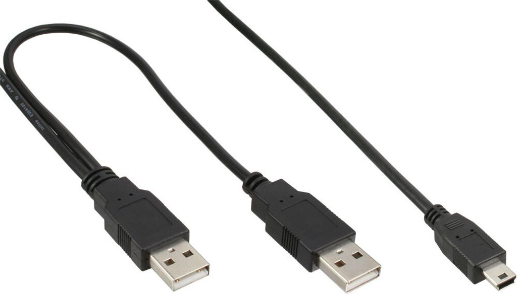 InLine® 33107X Câble USB Mini-Y, 2x A mâle à Mini-B mâle (5 Image du produit 