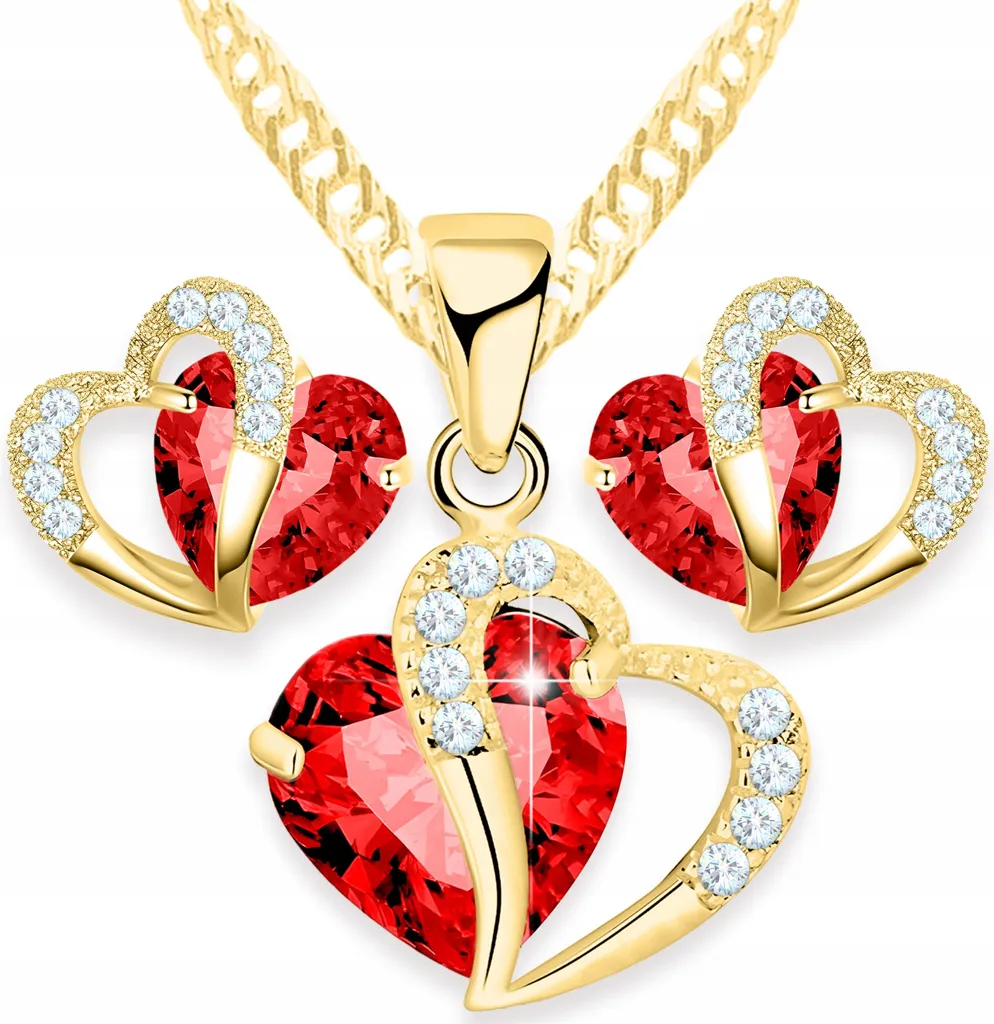 Set Gioielli Argento 925 Oro e Cristallo Rosso - Eleganza Minimal