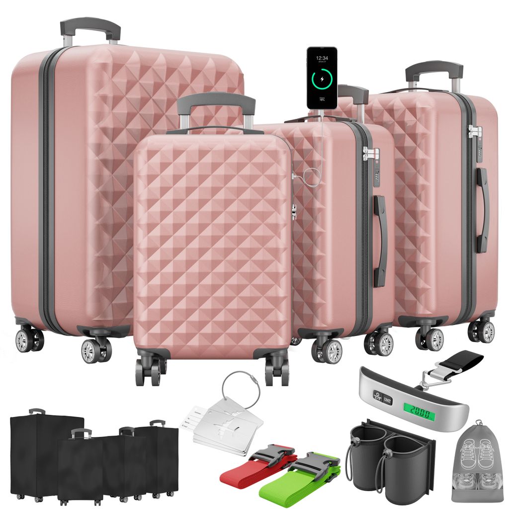 ONBEST Hartschalen Koffer Set | 4-teilig | Rose Gold | mit Produktbild 
