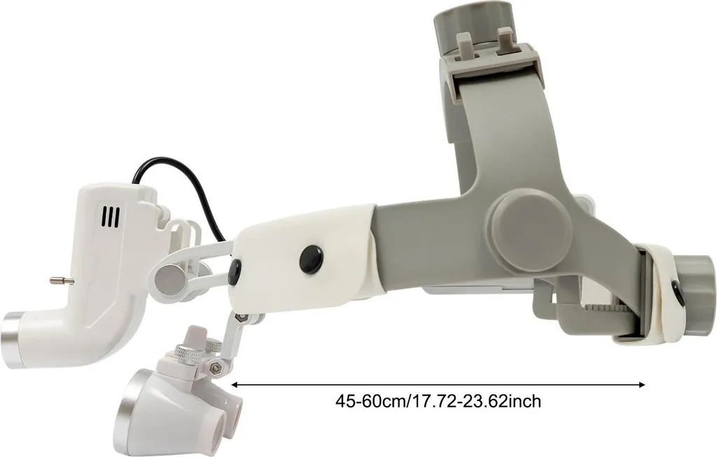 Loupe frontale avec lumière LED variable et bandeau réglable - Blanc