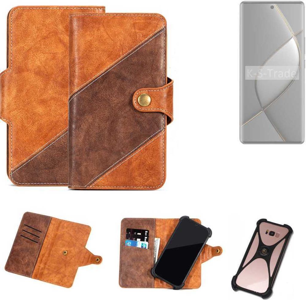K-S-Trade Handyhülle Schutzhülle Bookstyle Case Wallet-Case kompatibel mit Tecno Spark 20 Pro+ Cover Klapphülle Kantenschutz Smartphone dunkelbraun