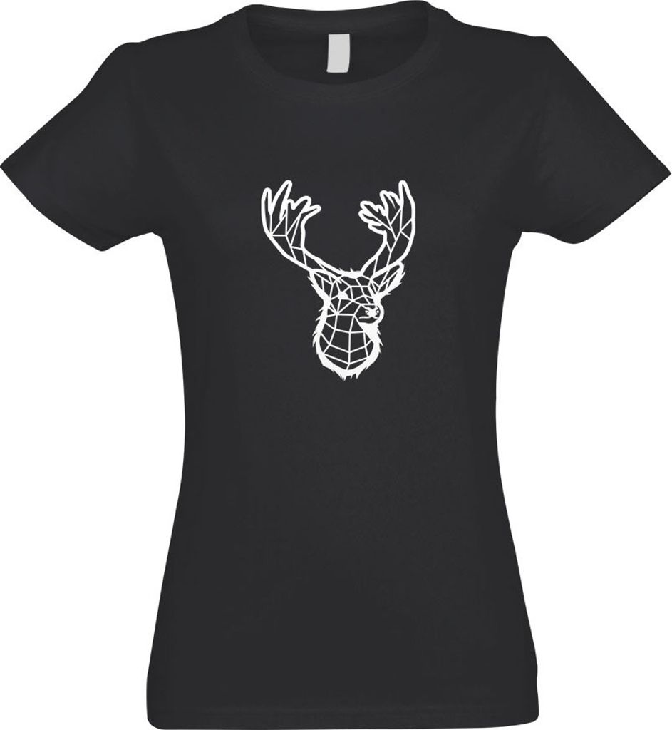 Kiwistar - T-Shirt tailliert - Damen - Graphit - Polygon Hirsch REH Figur Tier Art - mit Motiv Bedruckt - Funshirt Design - Sport - Freizeit - Dame...