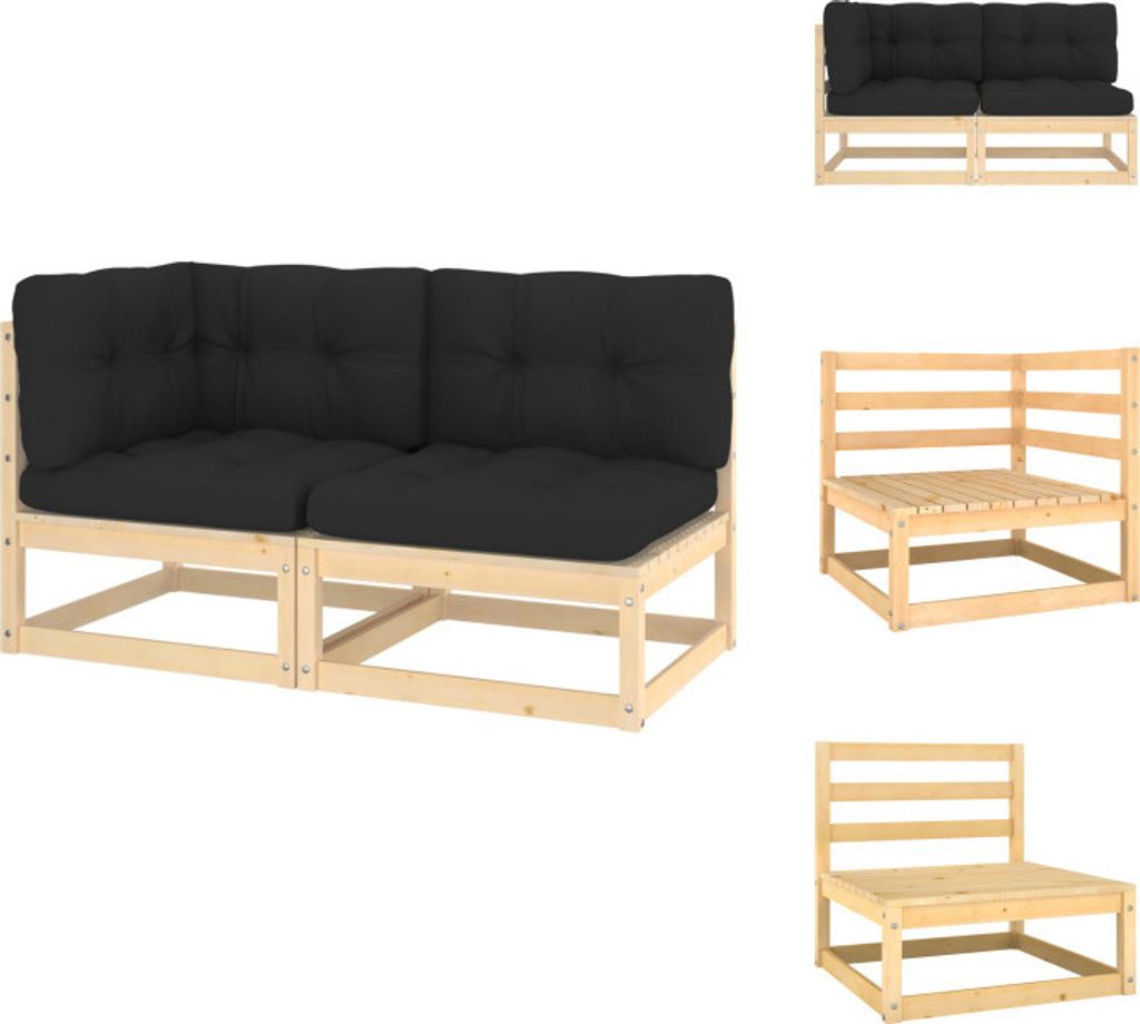 vidaXL 2-tlg. Garten-Lounge-Set mit Kissen Kiefer Massivholz - Gartensofaelemente