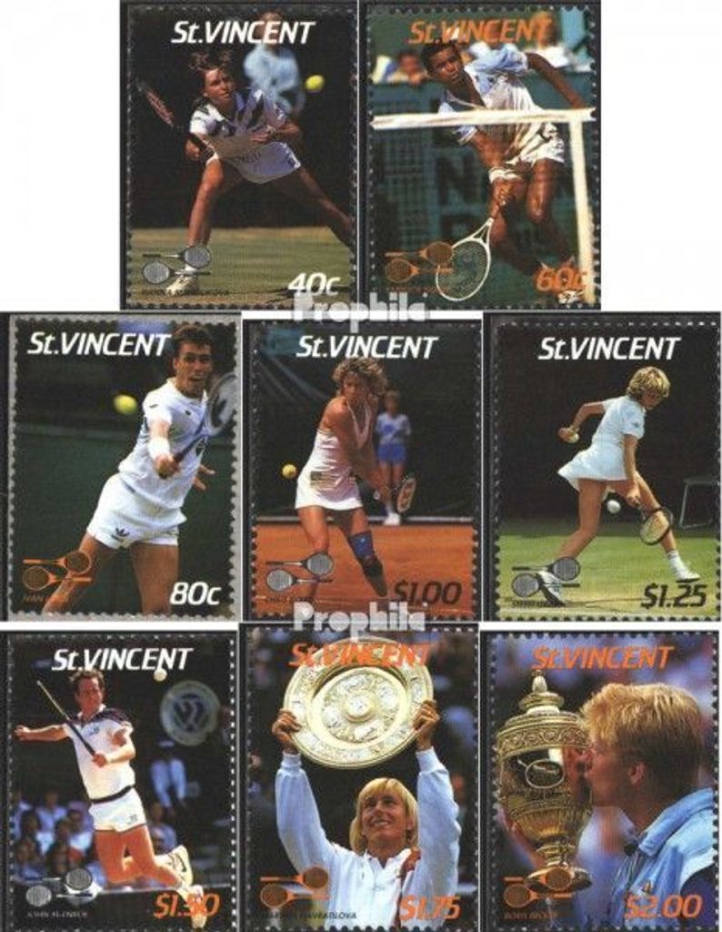 Briefmarken St. Vincent 1987 Mi 1020-1027 (kompl.Ausg.) postfrisch Tennisspieler