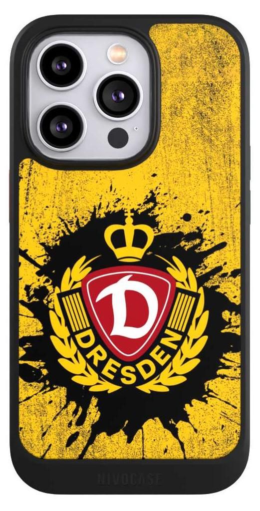 NIVOCASE Hülle für Apple iPhone 14 Pro Handyhülle NIVOcore Case Schwarz Fußball Offizielles Lizenzprodukt SG Dynamo Dresden