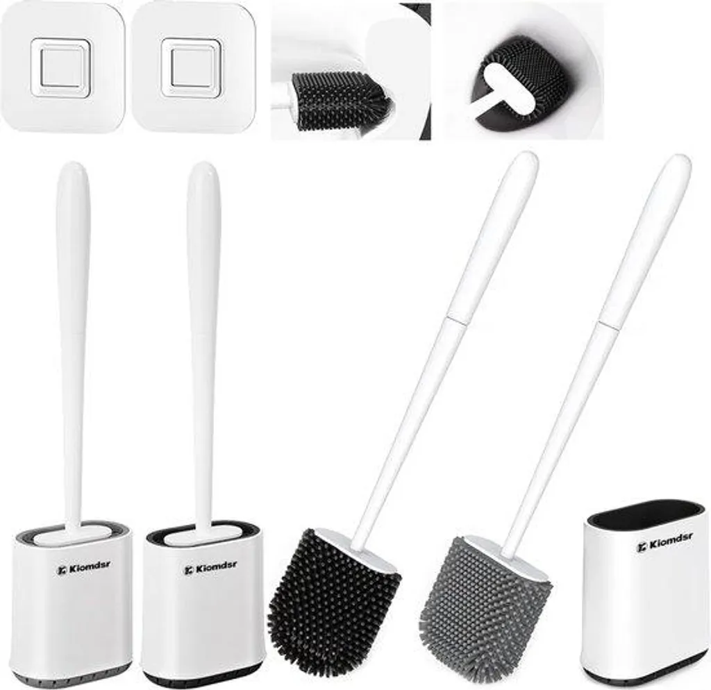 Brosse WC silicone grise et noire : lot de 2 pour hygiène parfaite