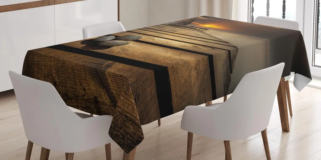 ABAKUHAUS Fitness Tovaglia, Palestra e manubri, Rettangolare per Sala da Pranzo e Cucina, 140 cm x 240 cm, Nero Redwood Marrone Chiaro