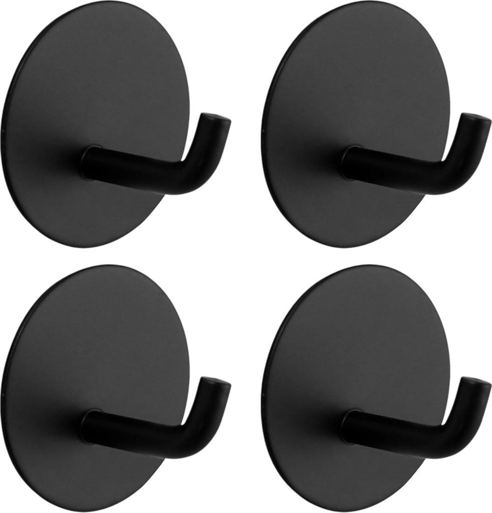 Kraftvoller Klebehaken Edelstahl Schwarz, Badezimmer Wandhaken, Handtuchhalter, Familie und Büro - 4St