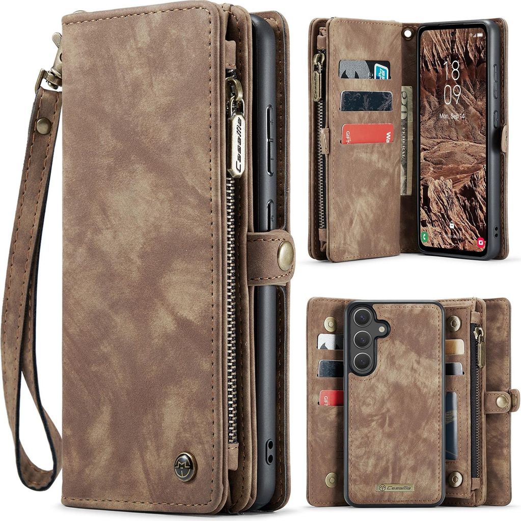 Samsung Galaxy S26 Hülle - CaseMe 008 2-in-1 Klapphülle & Back Cover mit Brieftasche - Braun