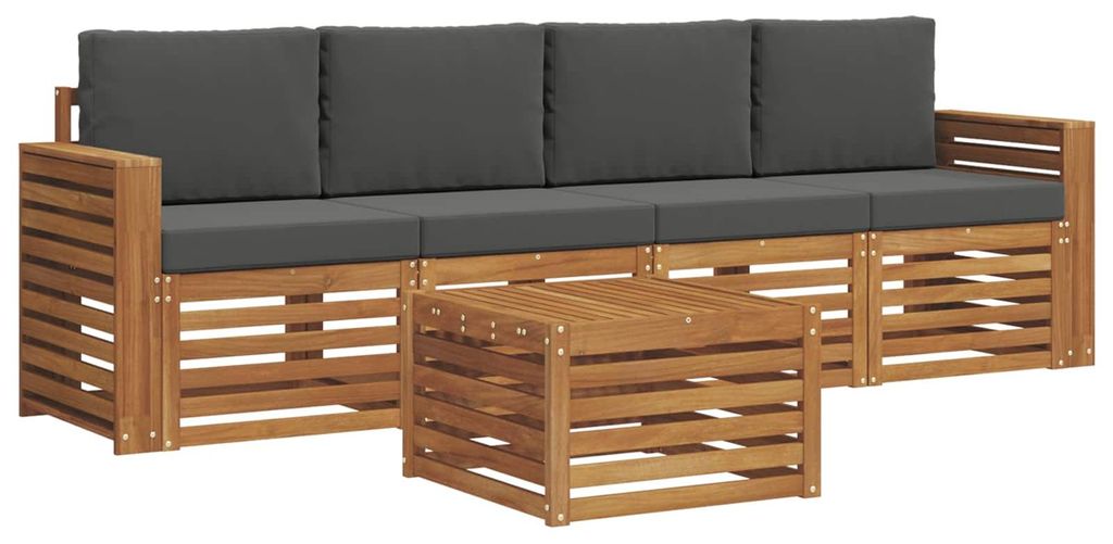 vidaXL Outdoor-Sofagarnitur mit Kissen 5 pcs Natur und Anthrazit