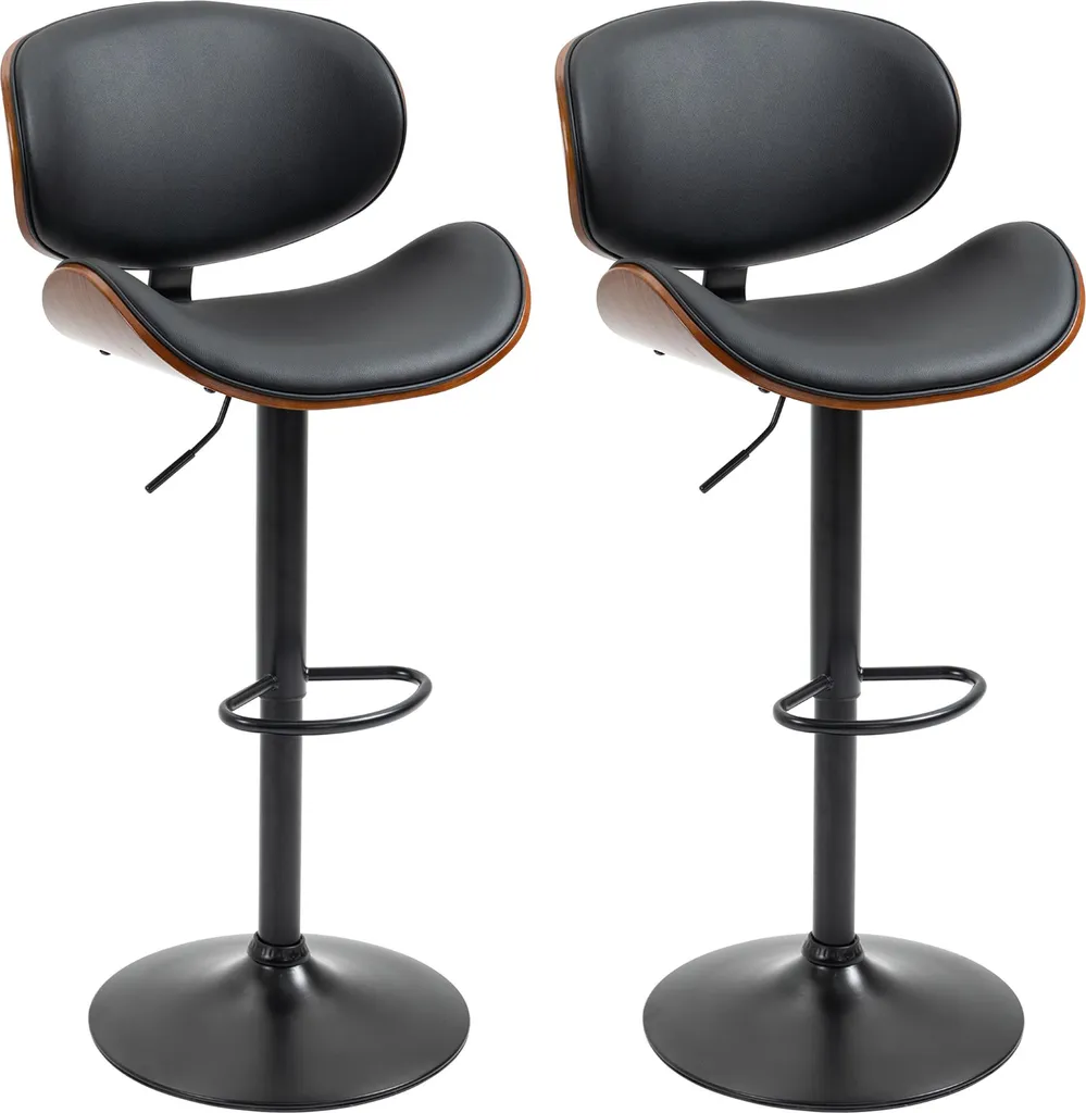 Tabourets pour Ilot de Cuisine et Comptoir Bar Noir Lot de 2 Sièges 53cm
