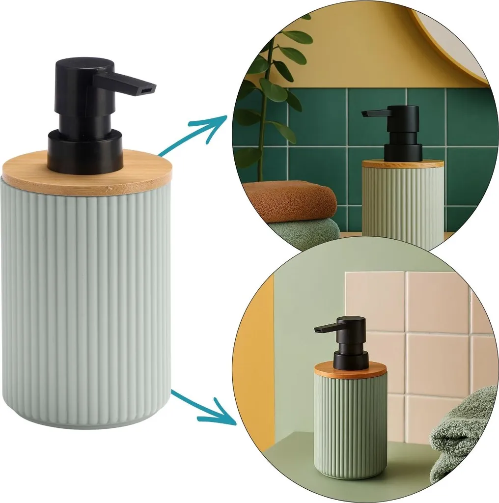 Berilo Dispenser Sapone Menta a Strisce 16,5 cm - Eleganza per il Bagno - 4