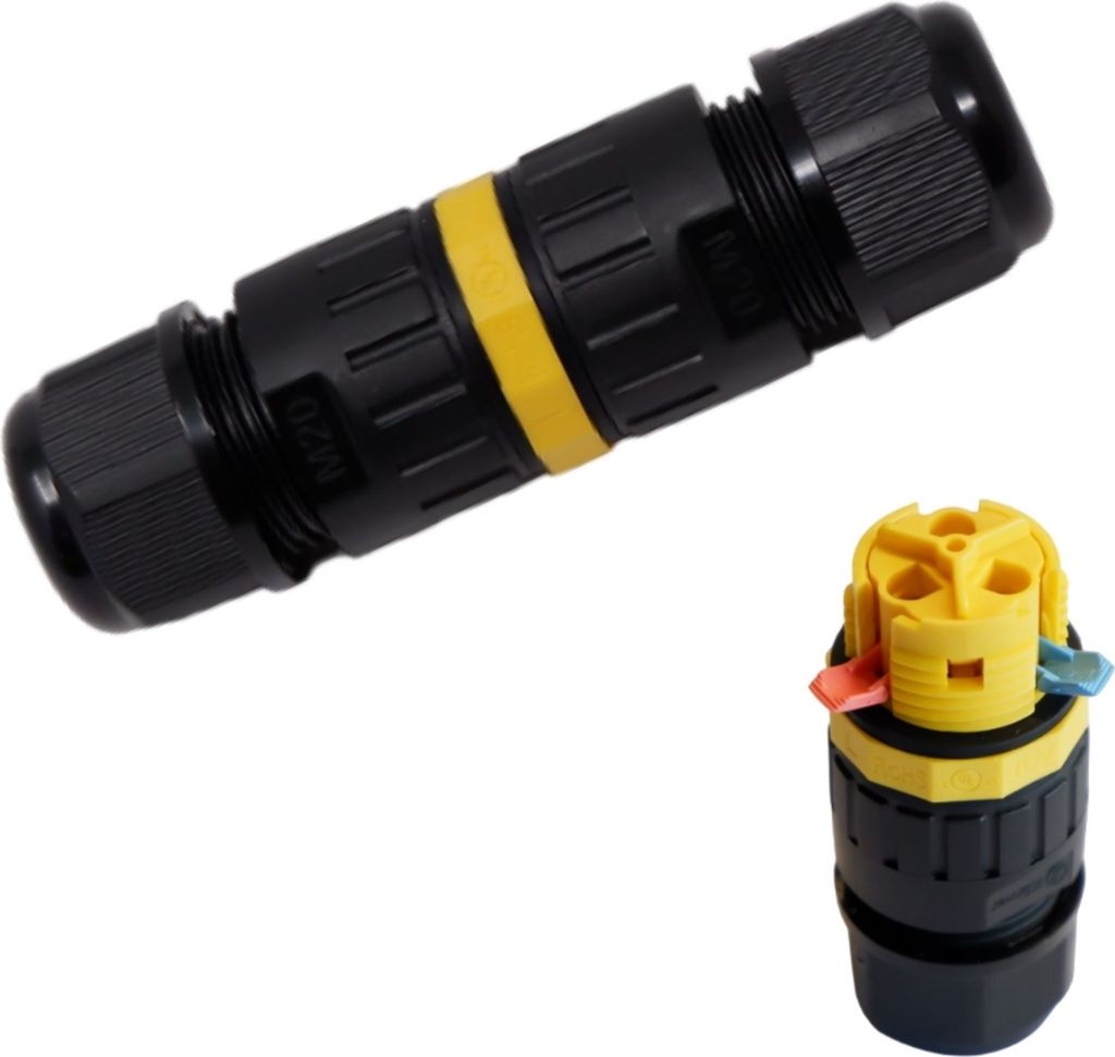 5 Stück Kabelverschraubung 3-polig schraublos IP68 | mit Hebel