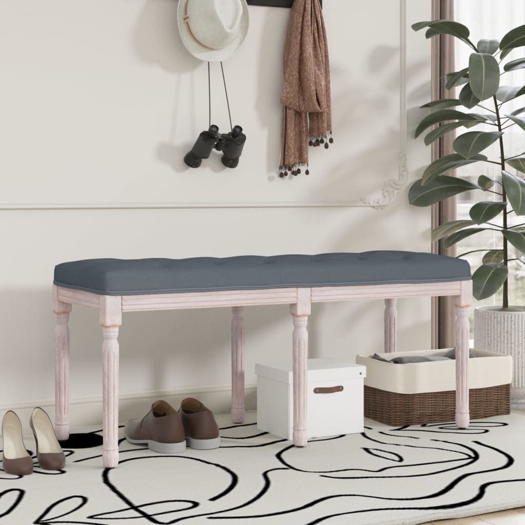 The Living Store Sitzbank Dunkelgrau 110x40x49 cm Samt