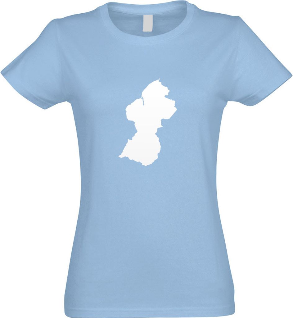 Kiwistar - T-Shirt tailliert - Damen - himmelblau - Guyana Umriss Kontur - mit Motiv Bedruckt - Funshirt Design - Sport - Freizeit - Damen - XXL