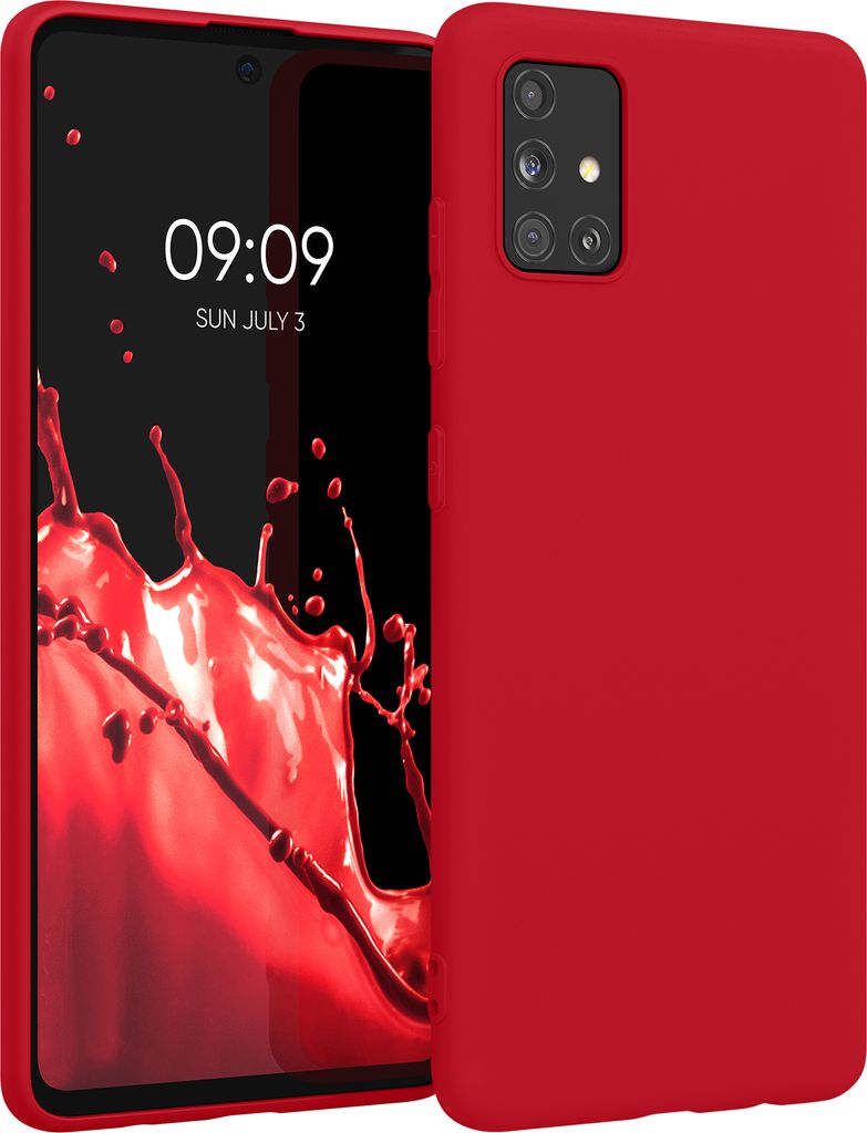 kwmobile Hülle kompatibel mit Samsung Galaxy A51 Hülle - weiches TPU Silikon Case - Cover geeignet für kabelloses Laden - Klassisch Rot