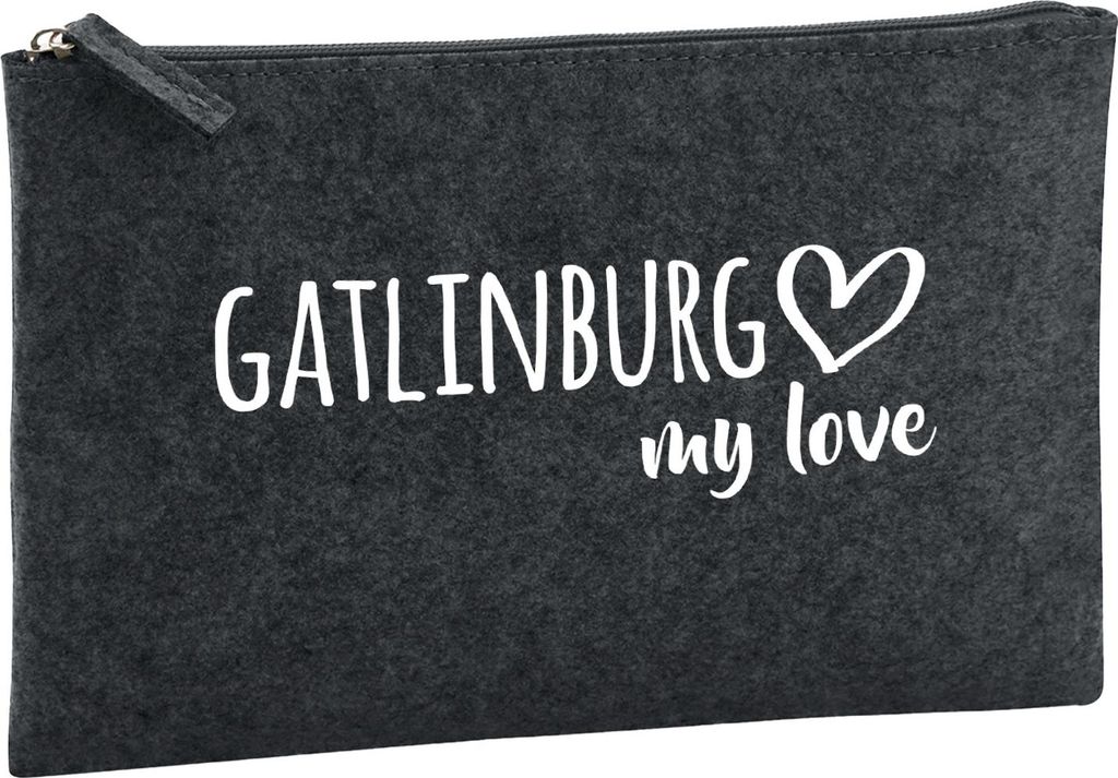 Huuraa Kulturbeutel Gatlinburg my love 1 Liter Charcoal Filz Kosmetiktasche Geschenkidee