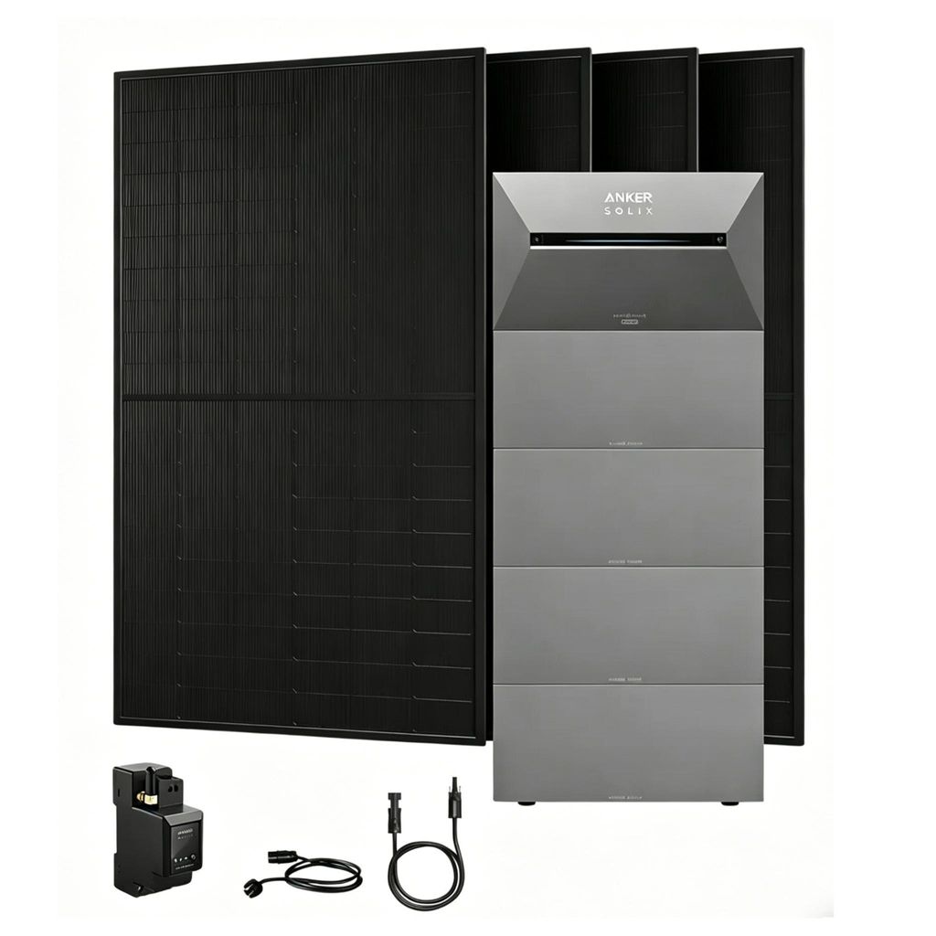 Powerness Balkonkraftwerk mit Speicher, Anker SOLIX Solarbank 3 E2700 Pro mit 4x BP2700 Erweiterungsakku und 2000W PV Panel & Smarter Zähler 0% VAT