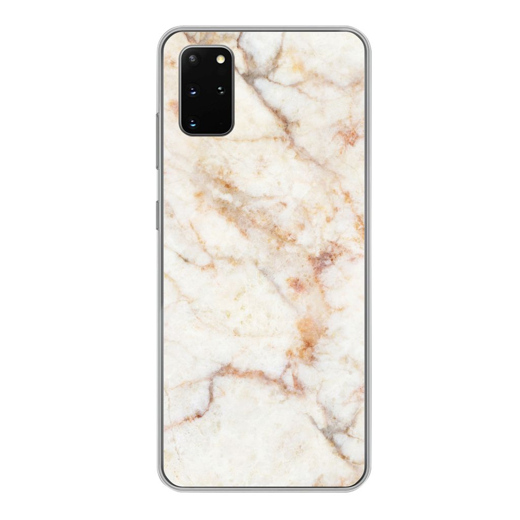MuchoWow Handyhülle Schutzhülle Hülle für Samsung Galaxy S20 Plus Marmor - Braun - Luxus Silikon Softcase Handy Hülle - Hartschale