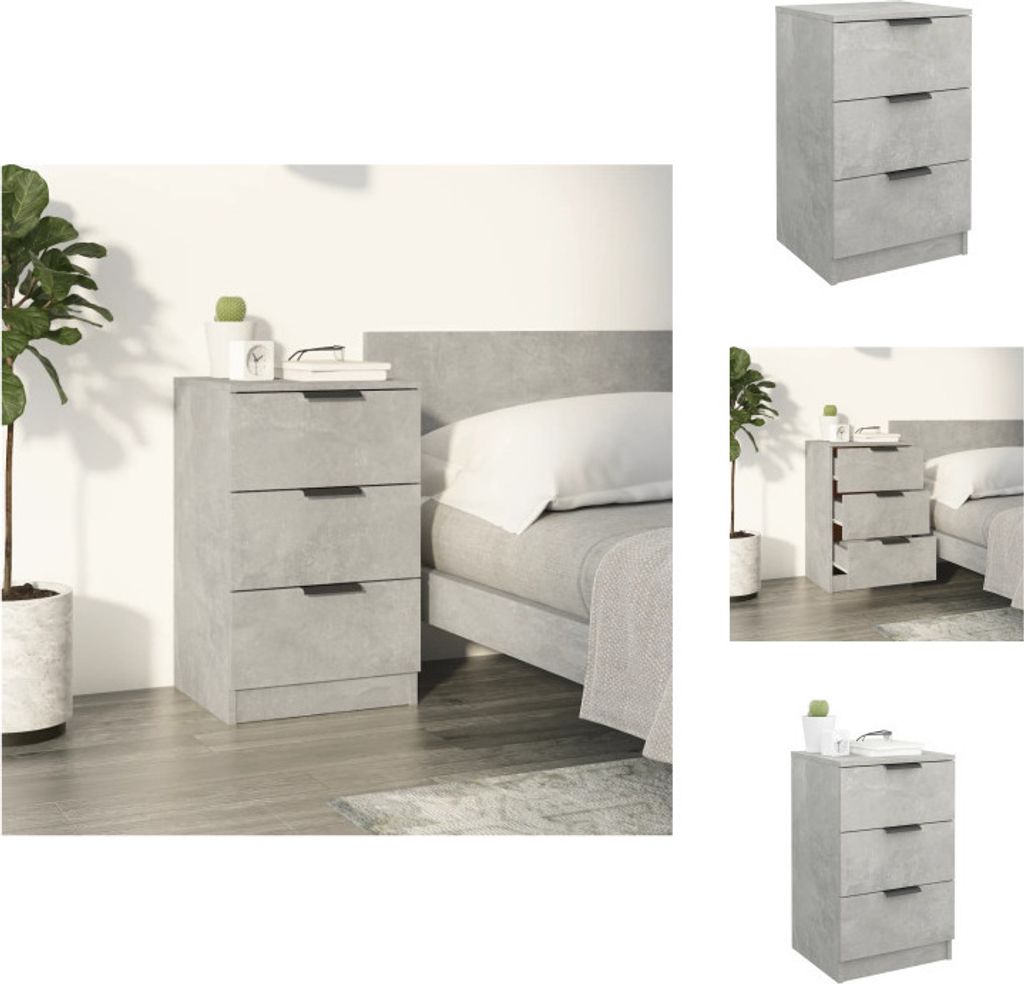 vidaXL Nachttisch Betongrau 40x36x65 cm - Nachttische