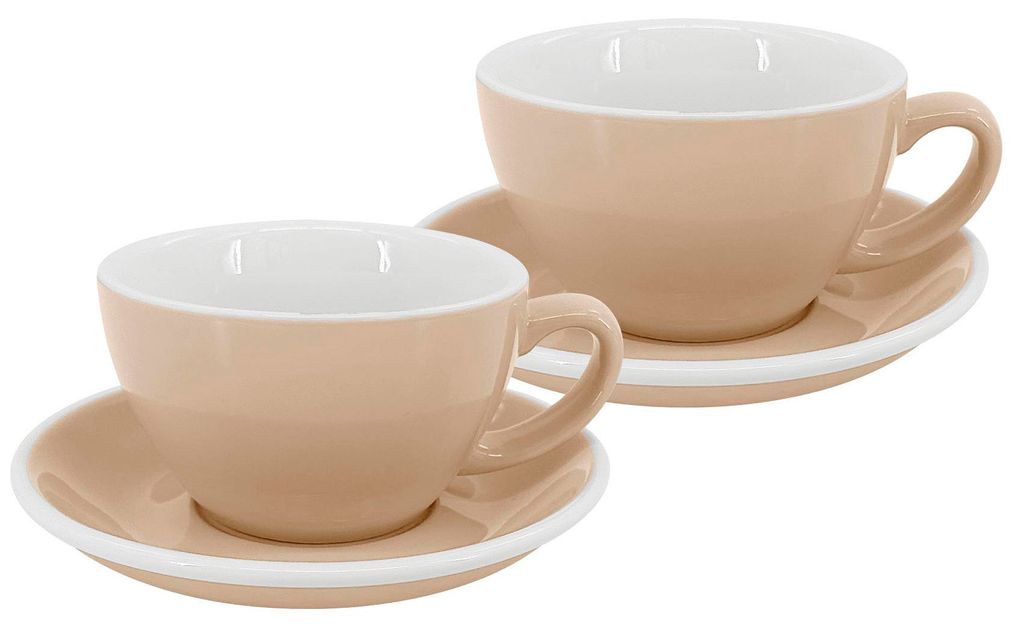 2er Set - Latte Tasse und Untertasse Roma, 250 ml, elfenbein