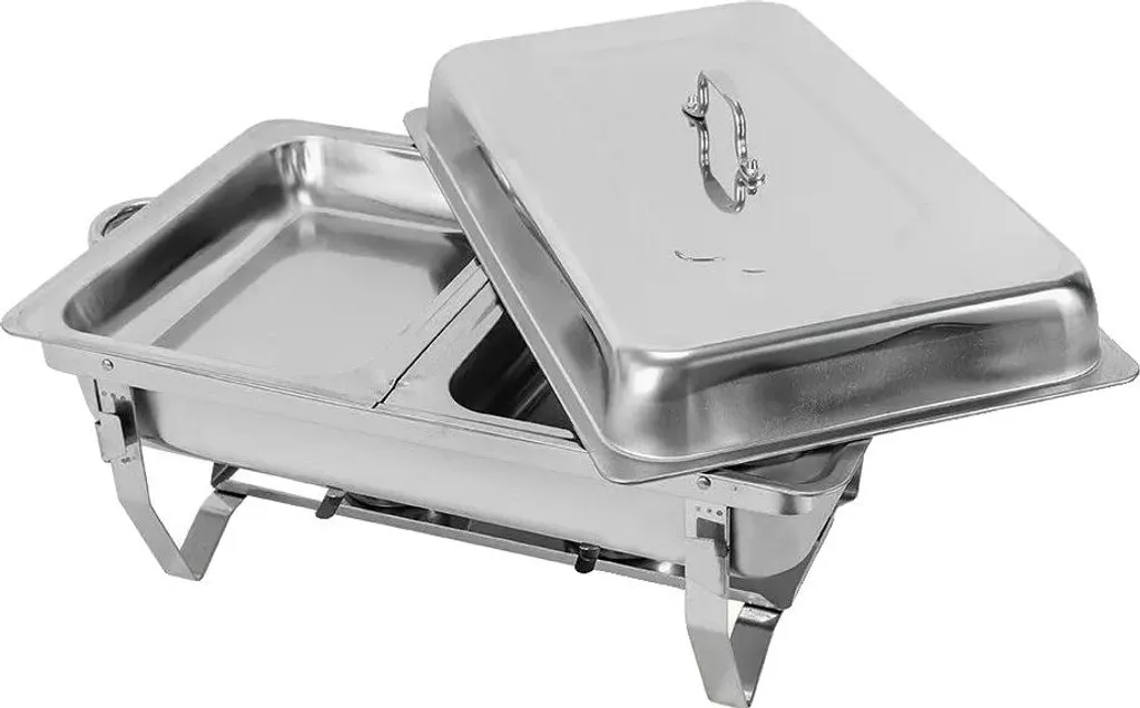 Chafing Dish Acier Inox avec Bac 12x9x4 et Support Pliable Gain de Place