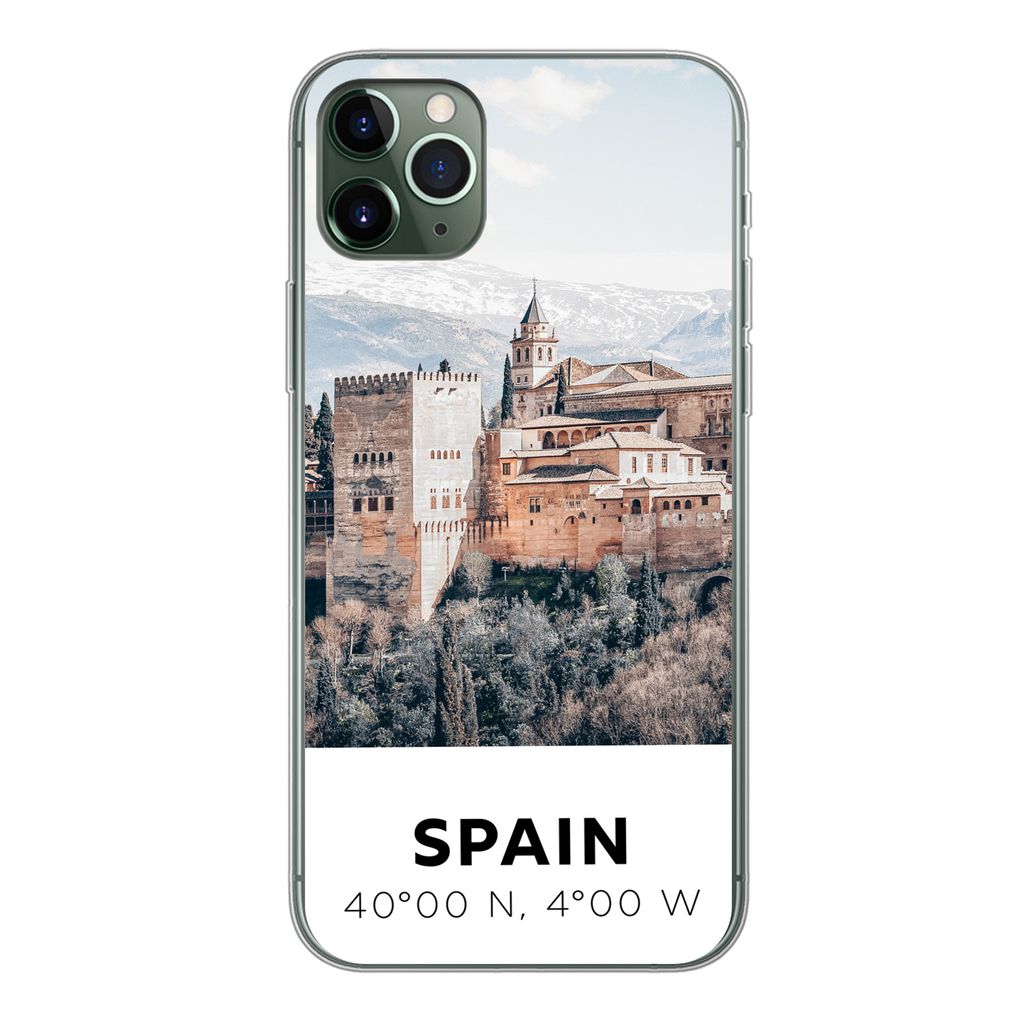 MuchoWow Handyhülle Schutzhülle Hülle für iPhone 11 Pro Max Spanien - Schloss - Vintage - Sommer Silikon Softcase Handy Hülle - Schutz