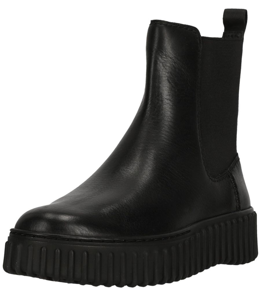 CLARKS Stiefelette Torhill Maple Black Leather mit charakteristischer, gerippter Sohle 1216 Black Leather 38