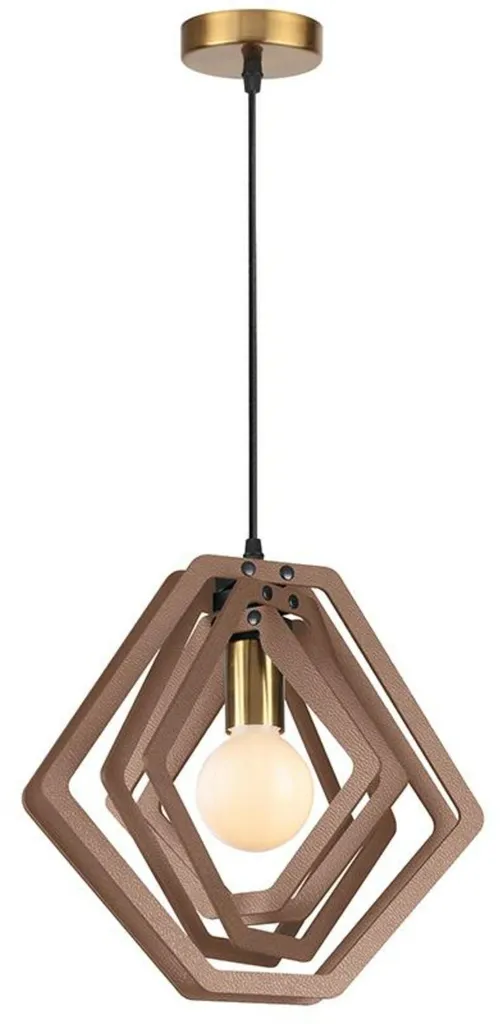 Luminaire plafond design cuir marron Ø34 cm pour éclairage chaleureux