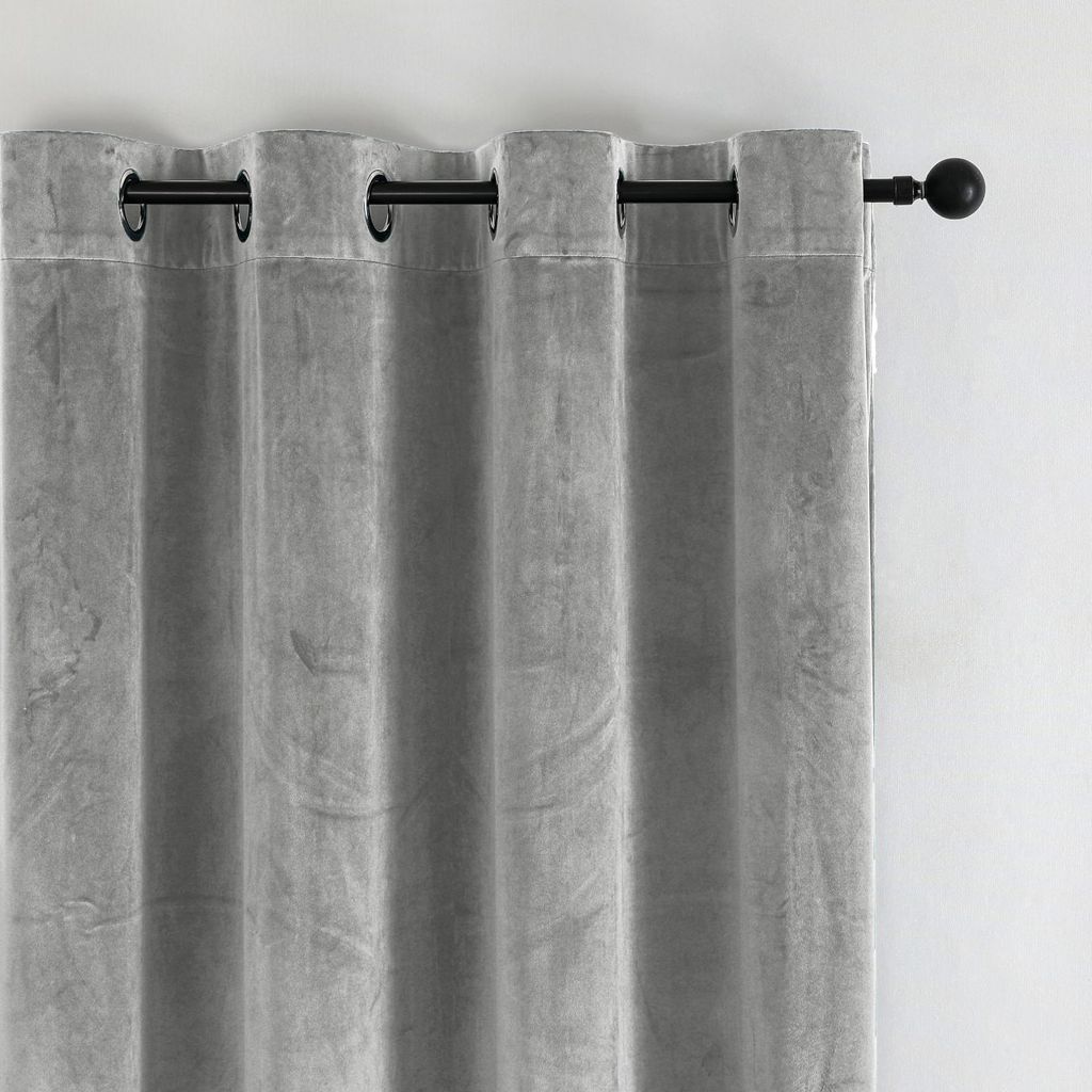 Samtvorhang 140 x 245 cm mit Öse wasserabweisend hellgrau - Produktbild 5