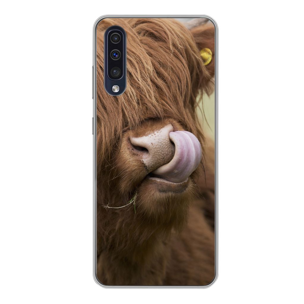 MuchoWow Handyhülle Schutzhülle Hülle für Samsung Galaxy A50 Schottischer Highlander - Braun - Tiere Silikon Softcase Handy Hülle - Mobiltel...