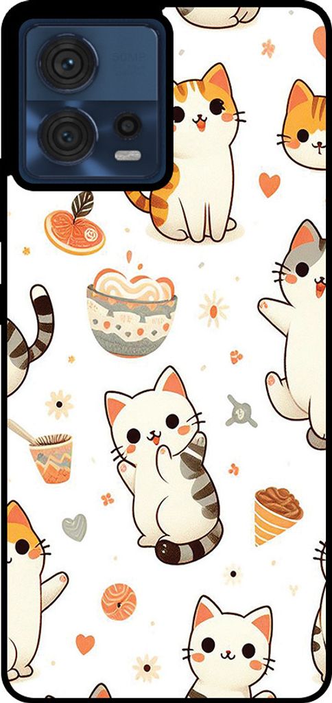 Smartphonica Handytasche passend für Motorola Edge 30 Fushion / Moto S30 Pro mit Katzendruck - TPU Rückseitenschutzhülle Katzendesign