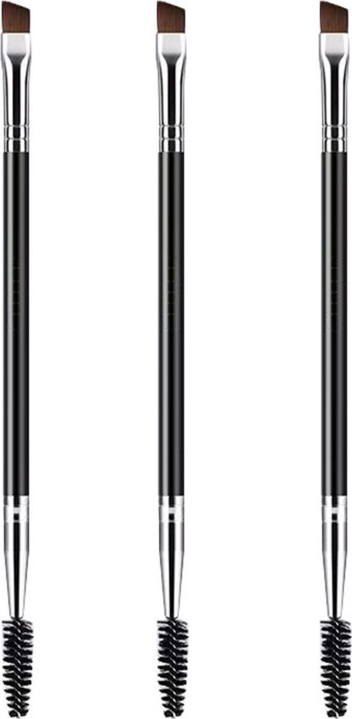 3-teiliges doppelköpfiges Augenbrauenpinsel-Set, Spiral-Fase, Augen-Make-up-Pinsel, Kunststoffgriff, Wimpernbürste, professioneller Wimpernkamm, ...