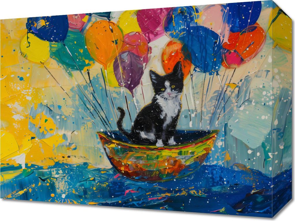 Bild 40x30cm Katze im Boot